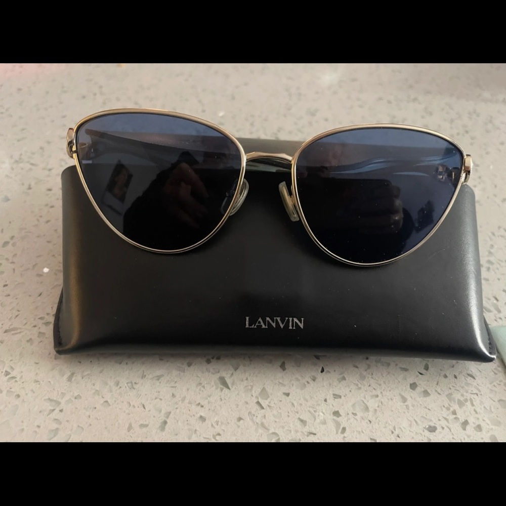 Lanvin Gold and Black Aviator Sunglasses